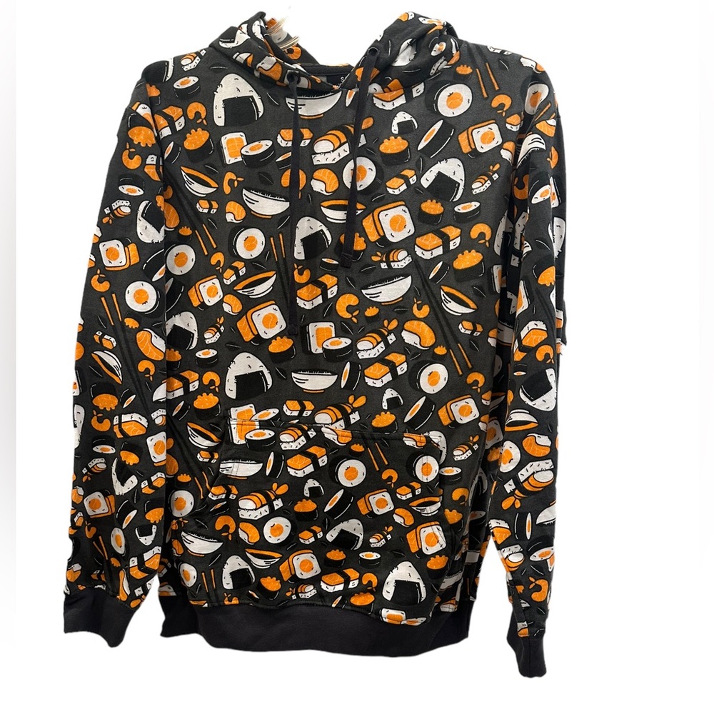 Hot topic unisex sushi printed cotton blend hoodie size S NWT
